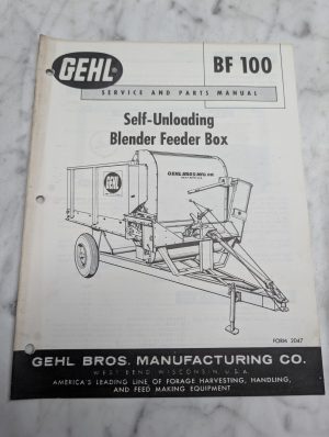 Gehl Bf 100 Service And Parts Manual Self-Unloading Blender Feeder Box Guide Boo