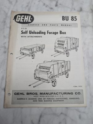 Gehl Bu 85 Service Parts Manual Self Unloading Forage Box With Attachments Book