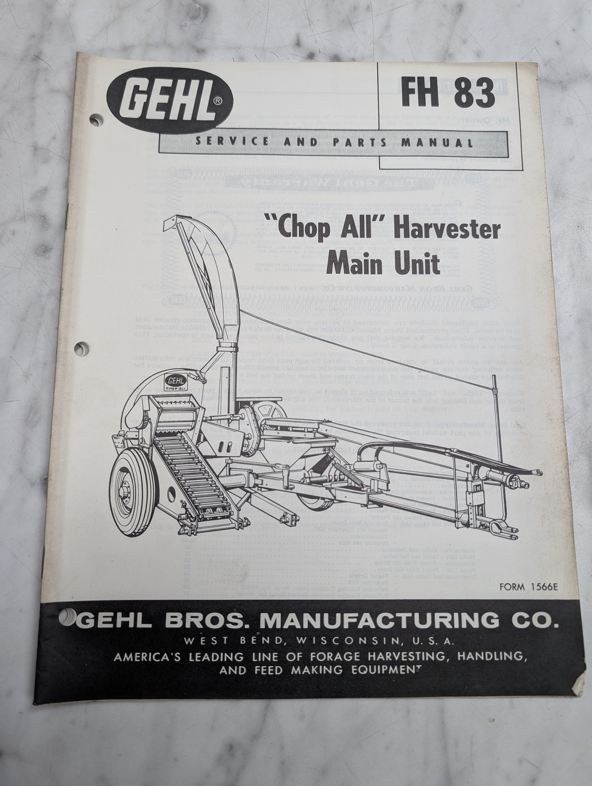 Gehl Fh 83 Service Parts Manual Chop All Harvester Main Unit Catalog Book Guide