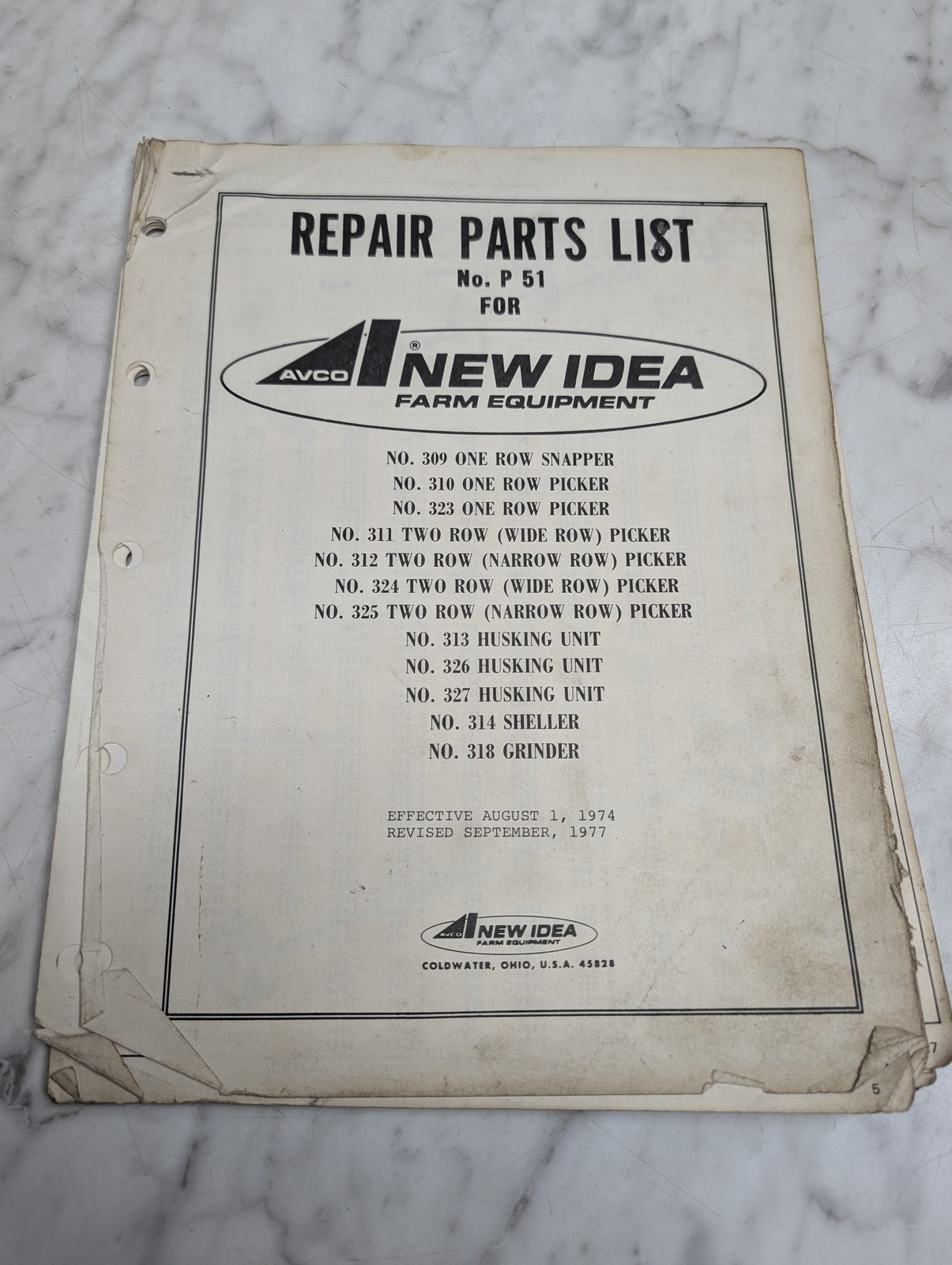New Idea Repair Parts List No P 51 309 310 323 311 312 324 325 313 326 Manual