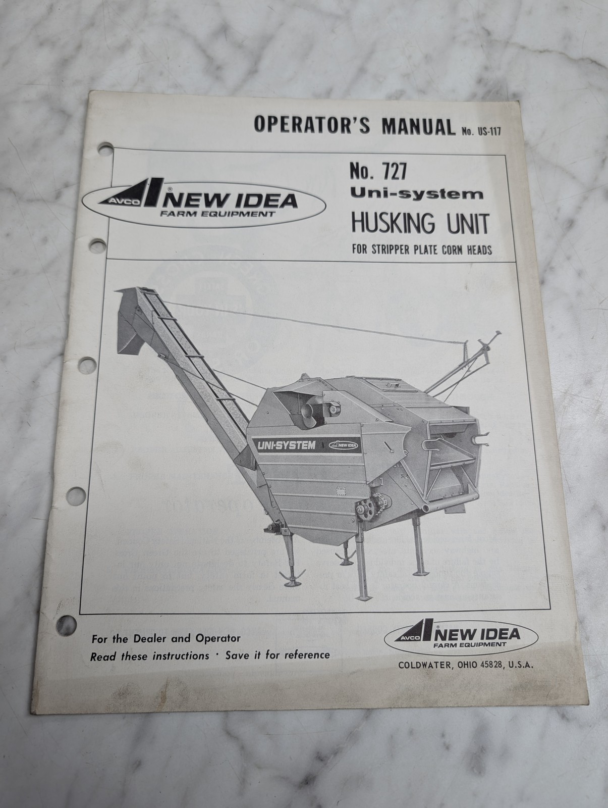 New Idea No 727 Uni-System Husking Unit Operator'S Manual Owners Maintenance