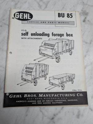 Gehl Bu 85 Service Parts Manual Self Unloading Forage Box Operators Owners Guide