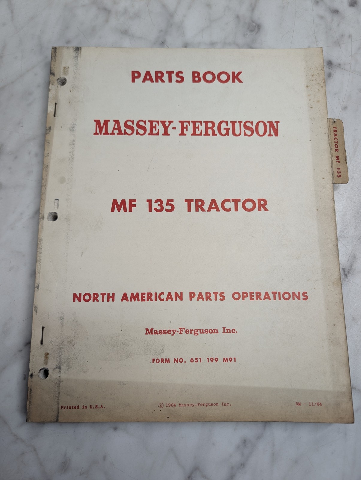Massey-Ferguson Mf 135 Tractor Parts Book Manual List Catalog 1964