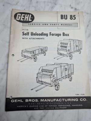 Gehl Bu 85 Service Parts Manual Self Unloading Forage Box Attachments Catalog