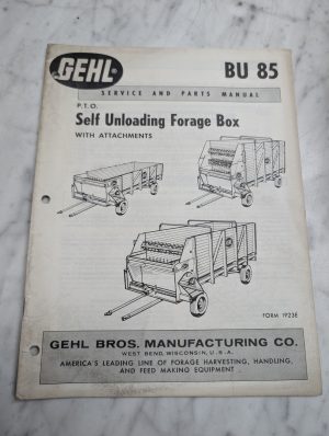 Gehl Bu 85 P.T.O. Self Unloading Forage Box Service Parts Manual List Catalog