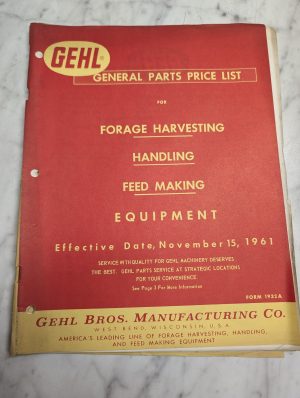 Gehl General Parts Price List Forage Harvesting Handling Feed Making Equipment M