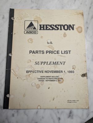 Hesston Agco Us Parts Price List Supplement Manual Book Sales Catalog Reference