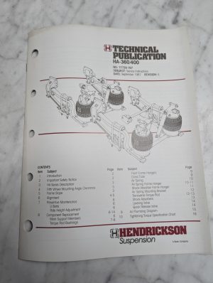 Hendrickson Ha-360/400 17730-197 Service Technical Manual Repair 1987
