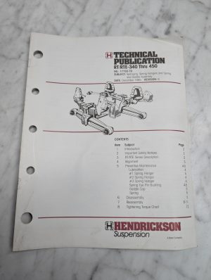 Hendrickson Suspension Rt/Rte-340 Thru 450 No 17730-70 Technical December 1985