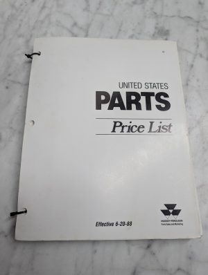 Massey-Ferguson Parts Price List Manual Parts Price List Sales Catalog 6-20-88
