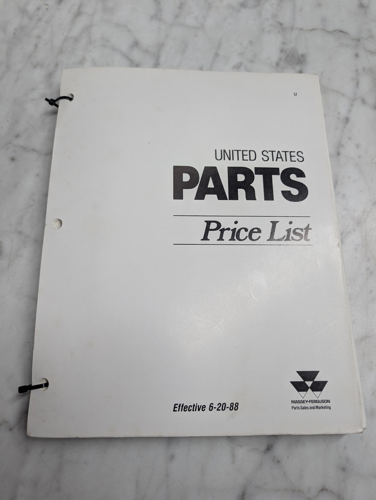 Massey-Ferguson Parts Price List Manual Parts Price List Sales Catalog 6-20-88