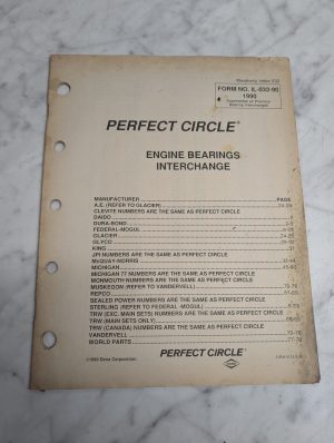 Perfect Circle Engine Bearings Interchange Manual Guide Book Reference 1990