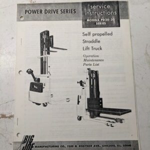 Big Joe Operation Service & Parts List Book Manual Pd 20 30 Series Copy