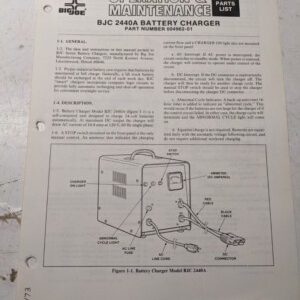 Big Joe Operation Maintenance Repair Parts List Book Manual Bjc 2440A