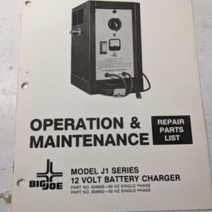 Big Joe Operation Maintenance Repair Parts List Book Manual J1 Series 12V