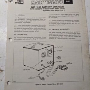 Big Joe Operation Maintenance Repair Parts List Book Manual Bjc 1265 Charger