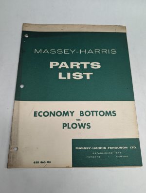 Massey-Harris Parts List Economy Bottoms Plows 650 863 M3 Manual Catalog Book