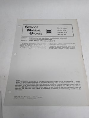 Gmc Truck Service Manual Update 93-U-020 X-49329 Hydra-Matic 4L60 1993 Book