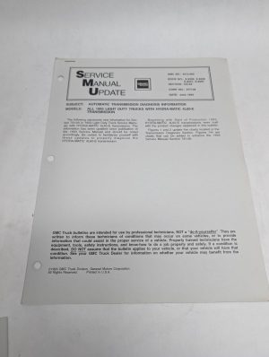 Gmc Service Manual Update 93-1J-005 X-9339 1993 Automatic Transmission Book