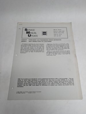 Gmc Service Manual Update 93-U-014 X9323 X9337 4L60 1993 Repair Maintenance Shop