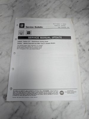 Gm Chevrolet Gmc Truck Manual Update Electric Auto Parking Brake 1994 1995