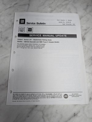 Gm Chevrolet Gmc Truck Service Manual Update Bulletin 1994-95 P Chassis Book