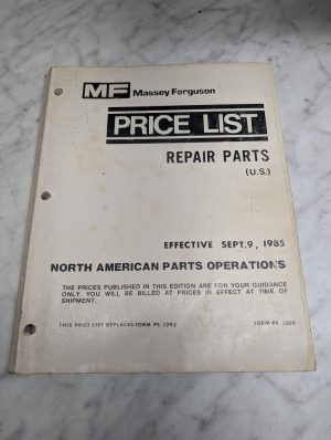Massey Ferguson Price List Repair Parts North American Operations Manual 1985