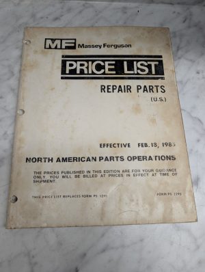 Massey Ferguson Mf Price List Repair Parts Manual List Book Parts Price 1985