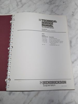 Hendrickson Suspension Ts-113 Ha Series Ha-360 400 Technical Service Manual
