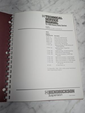 Hendrickson Technical Service Manual Ts-109 Heavy Duty Series Maintenance Repair
