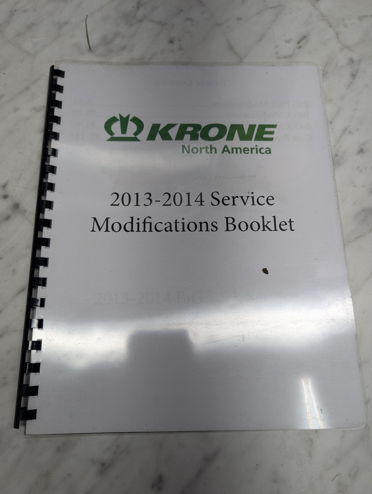 Krone North America 2013 2014 Service Modifications Booklet Manual Repair