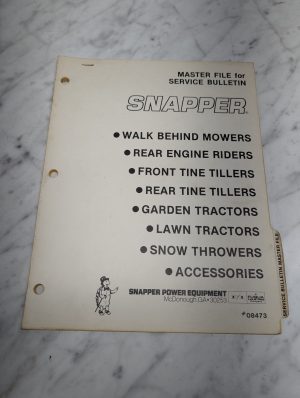 Snapper Service Bulletin Master File Walk Behind Rear Engine Front Tine Tillers