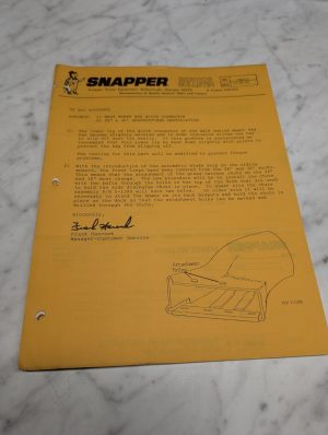Snapper Service Bulletins 1980'S Various Equipment & Updates Literature