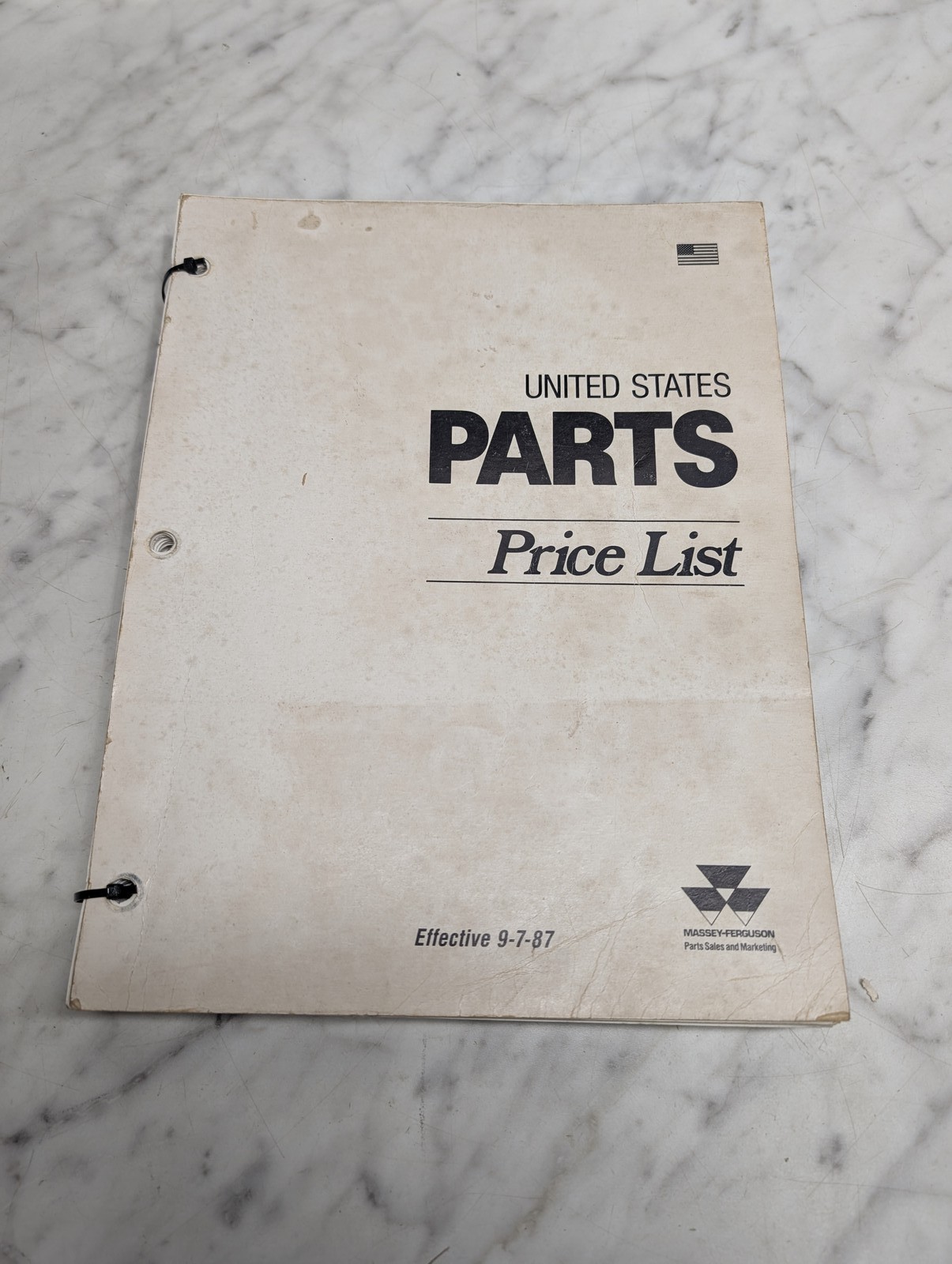 Massey-Ferguson Parts Price List Manual Book Sales Catalog Effective 1987