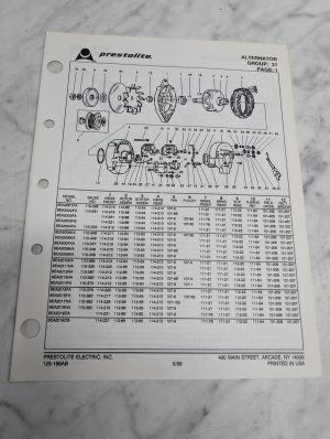 Prestolite Alternator Group 31 8Ea2001Fa 8Ea2002Fa 8Ea2003Fa Parts Manual List