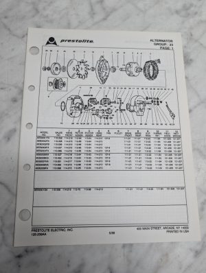 Prestolite Alternator Group 33 Beb2001Fa Beb2002Fa Beb2003Fa Parts Manual List