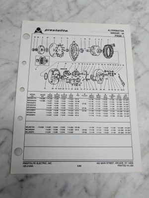 Prestolite Alternator Group 34 125-210Aa Parts Manual List Catalog Book 5/88