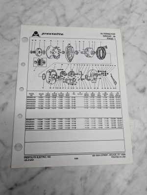 Prestolite Alternator Group 36 Model Benz001Fa Benz002Ka Benz003Gb Ben3000Ga Par
