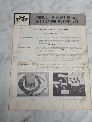 300 410 510 Accessory Code 920 309 Cab Heater Product Information Installation M