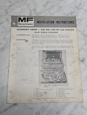 Massey Ferguson Installation Instructions 920 190 920 191 1330 818 Sheets