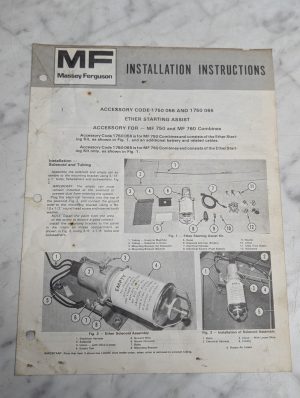 Massey Ferguson 750 760 Combines 1750 056 1750 065 Ether Starting Assist Install