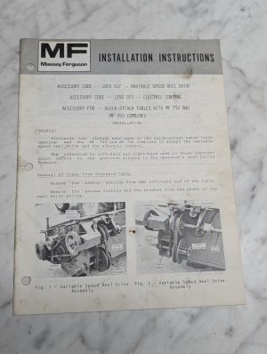 Massey Ferguson 750 760 Combines 1859 917 1750 070 Installation Sheets Booklet