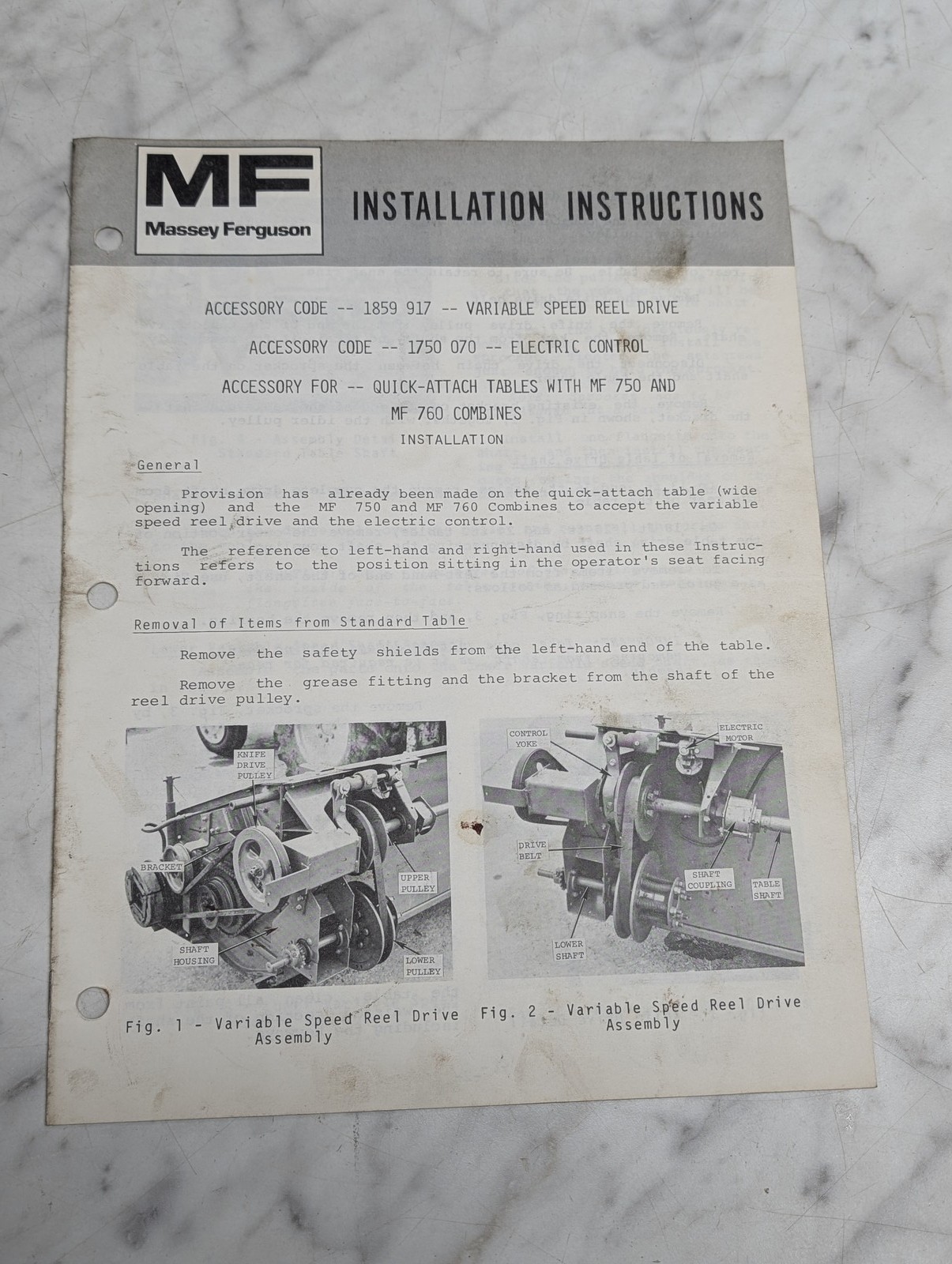 Massey Ferguson 750 760 Combines 1859 917 1750 070 Installation Sheets Booklet