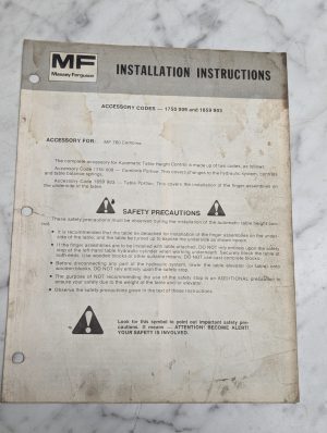 Massey Ferguson 760 Combine 1750 009 1859 903 Installation Instructions Sheets