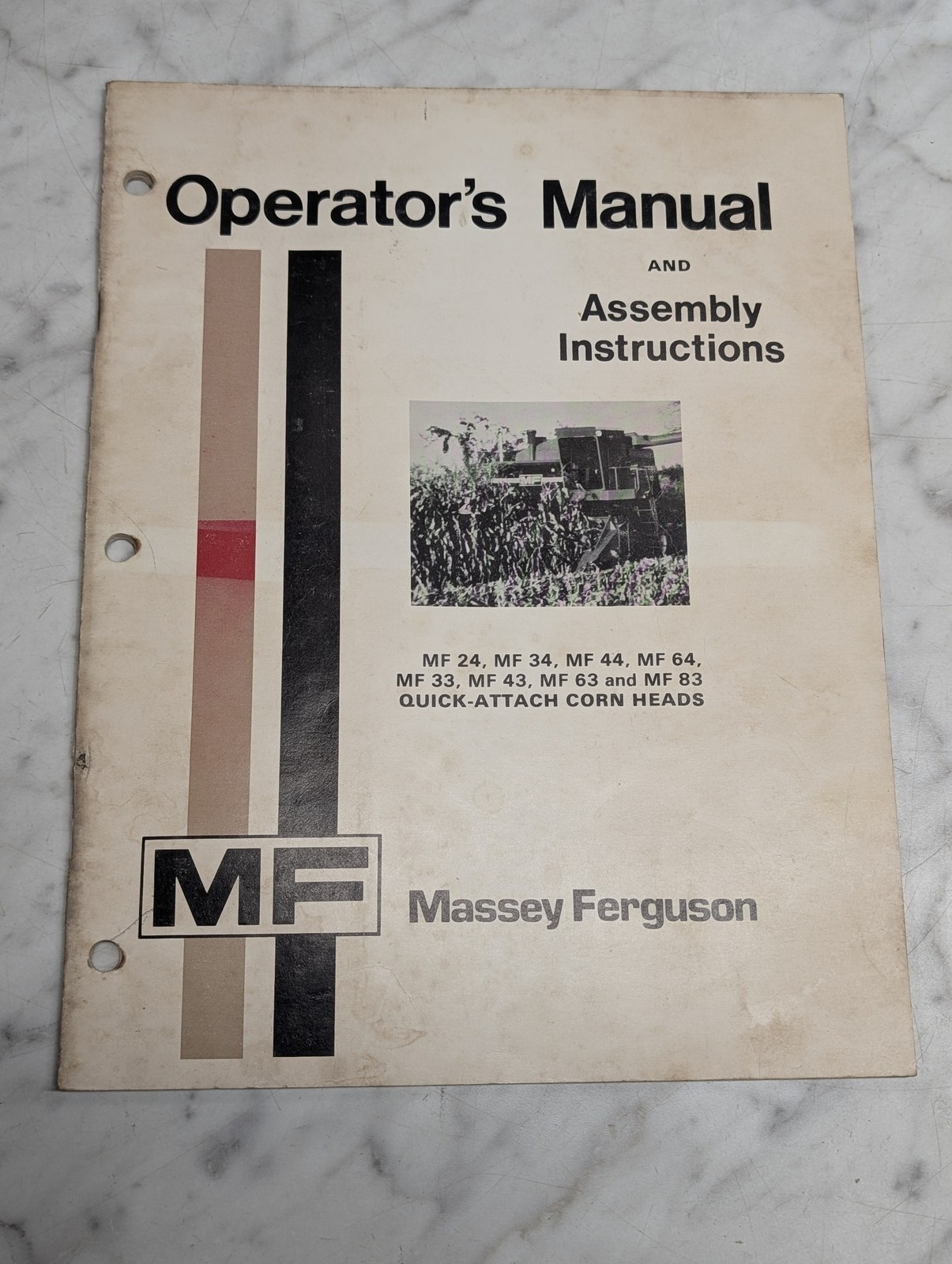 Massey Ferguson 24 34 44 64 33 43 63 83 Corn Head Operators Owners Manual