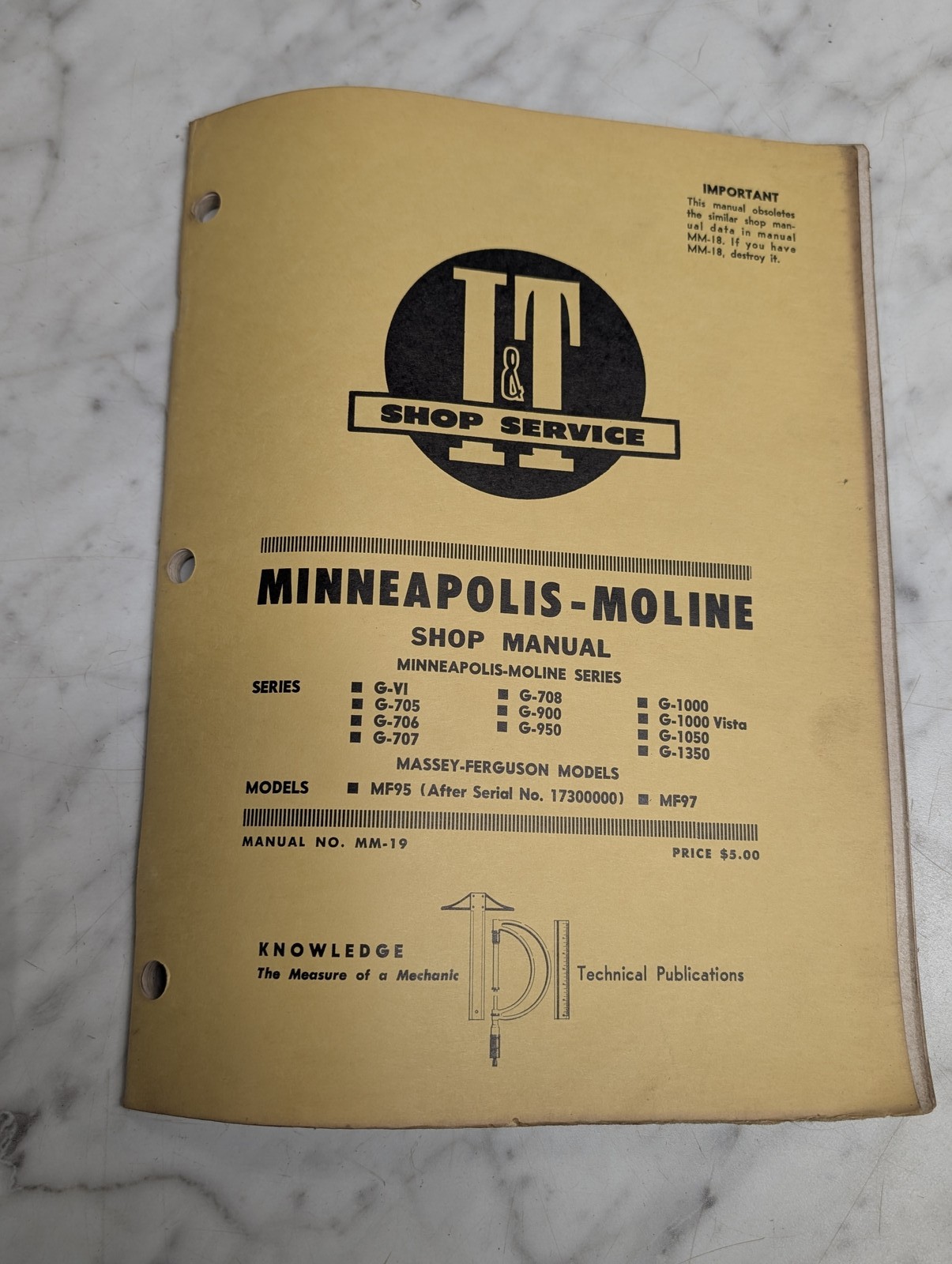 Minneapolis-Moline G-Vi G-705 G-707 G-708 G-900 G-1000 G-1000 Vista I&T Mm-19