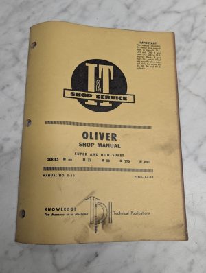Oliver Shop Manual 66 77 88 770 880 Service Repair Maintenance Shop I&T O-10