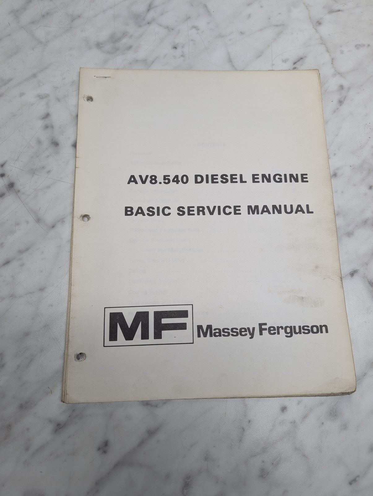 Massey Ferguson Av8.540 Diesel Engine Basic Service Manual Repair Shop