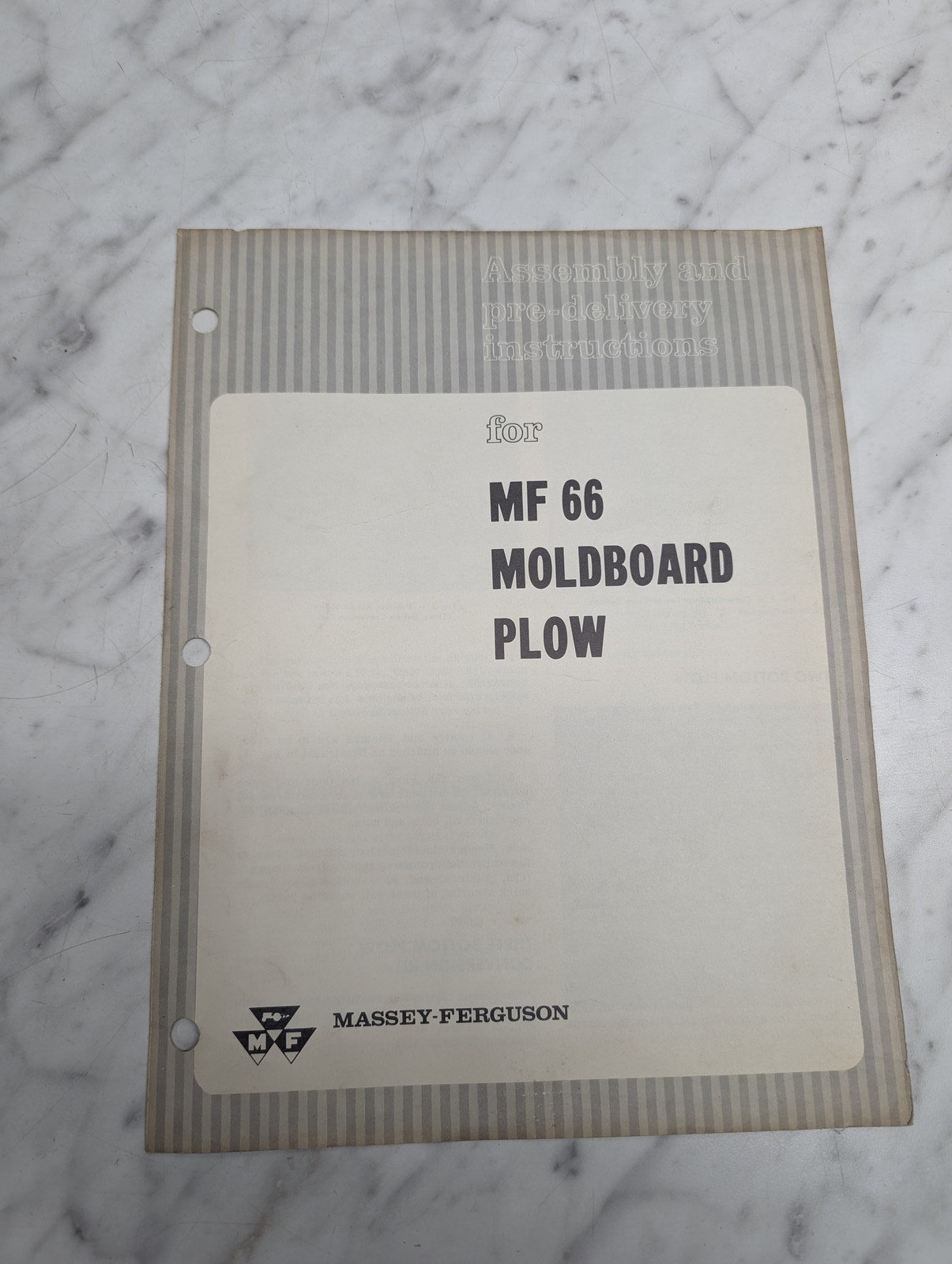 Massey-Ferguson 66 Moldboard Plow Assembly Pre-Delivery Instructions Manual Book