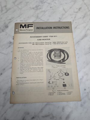 Massey Ferguson 750 760 Combine Accessory Code 1750 011 Installation Instruction